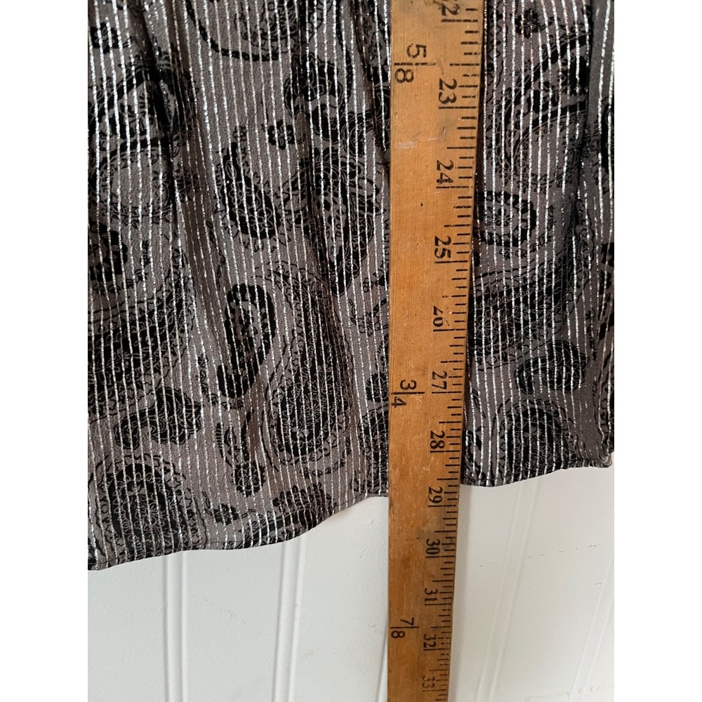 Soft Surroundings Tunic Top Womens S Metallic Paisley Silver Charcoal V-Neck - Picture 7 of 10